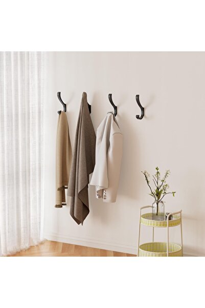 Generic Wall-Mounted Heavy Duty Coat Hooks - Large Aluminum Hooks, Black, 4 Pack (Up to 30 lb)