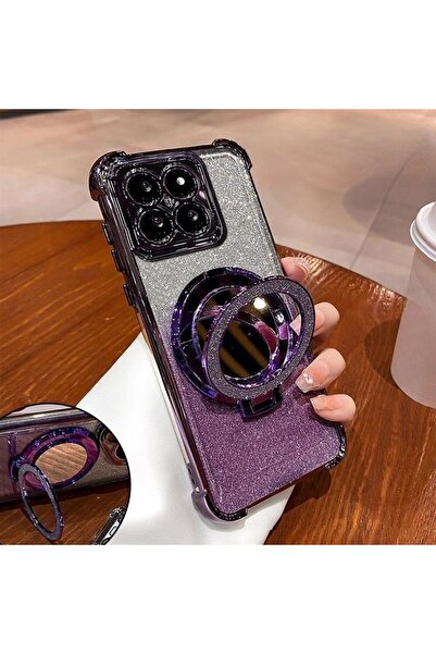 Generic Magnetic Glitter Case for Xiaomi 15T，Sparkly Stand，Makeup Mirror，Gradient Xiao mi 15 T 5G Cover