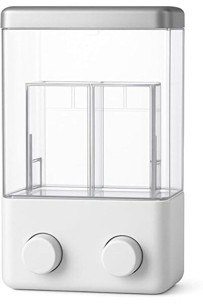 fitto Wall-Mounted 1L Refillable Soap Dispenser, Dual Compartments, Plastic S...