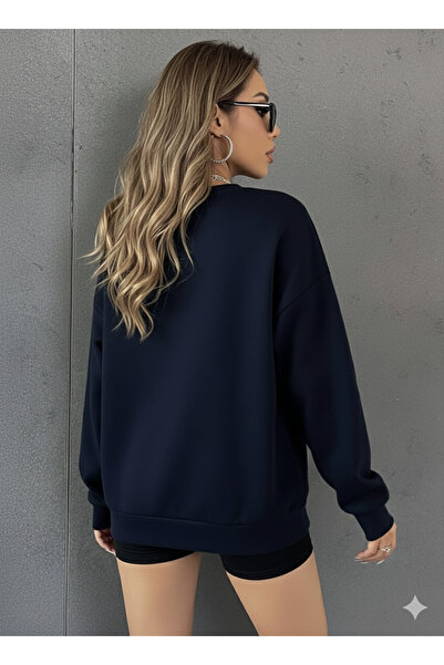 uyguntarz Унисекс суитшърт с голям размер, с принт на маргаритки и пеперуди, с обло деколте