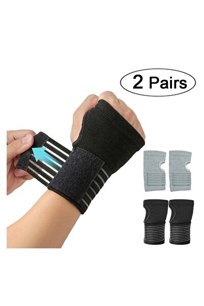 Generic زوجان من دعامات المعصم الضاغطة القابلة للتعديل لتخفيف آلام متلازمة النفق الرسغي والتهاب المفاصل والتهاب الأوتار