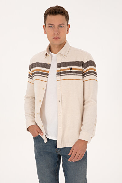 U.S. Polo Assn. Men's Cream Long Sleeve Shirt 50308334-Vr256