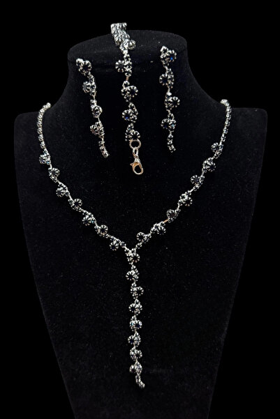 HUBANN Lacivert Taşlı 3’ lü Y Kolye Set Kolye Küpe Bileklik Seti Hediye Seti ...