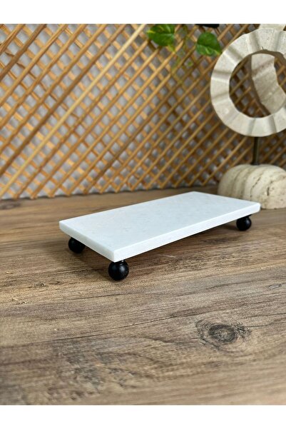 FARALYAHOME Marble Oil Dish 20X10 cm Marble Serving Dish with Black Marble Feet