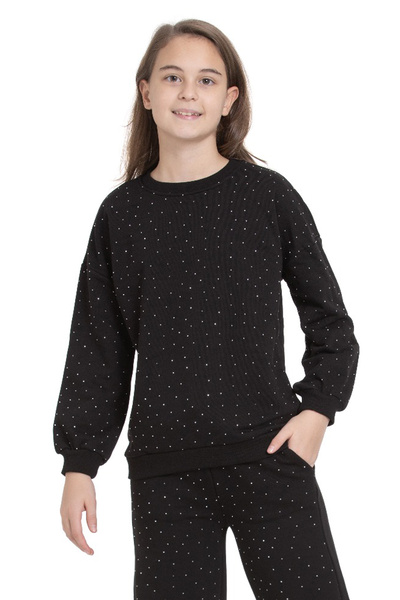 MODANINO Girl's Stone Decorated Top and Bottom Set - 3 Thread Count 4-12 Years Old 12370