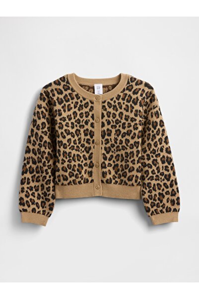 GAP Kız Bebek Kahverengi Leopar Desenli Hırka