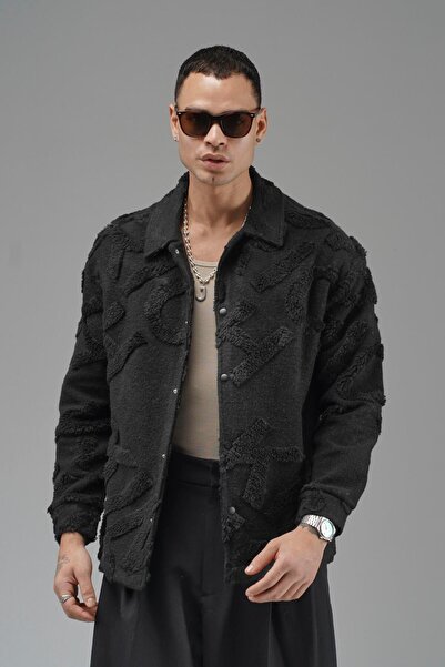 king brich Kingbrich Written Shirt with Snap Closure on the Front, Plush Collar