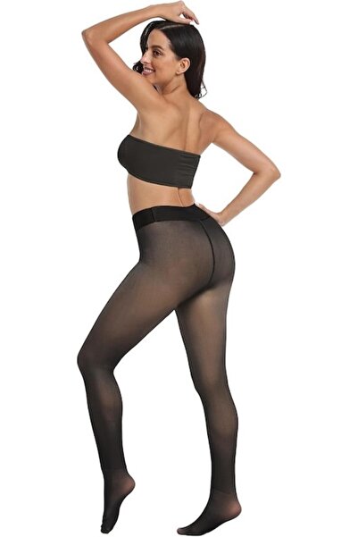 YSBER Dres negru translucid pentru femei, termic, captusit cu blanita marime XL XXL XXXL