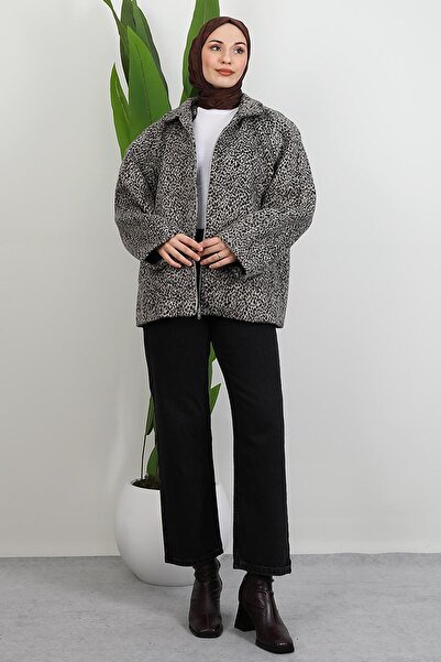 GİYZAMİLA Palton cu imprimeu leopard Mink