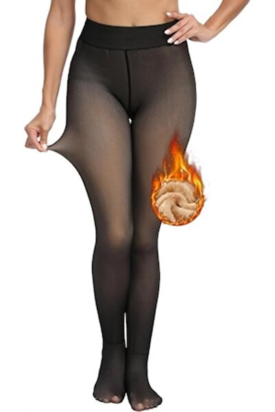 YSBER Dres negru translucid pentru femei, termic, captusit cu blanita marime XL XXL XXXL