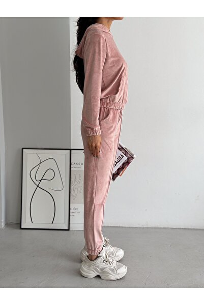 Winmoda34 Velvet Tracksuit Set Hooded French Velvet Soft