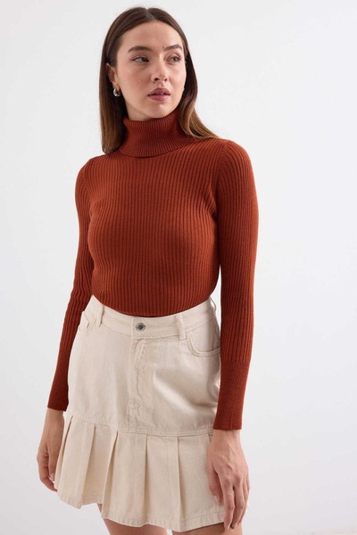 onno style women Fiber-Filled Fishman's Collar Basic Sweater
