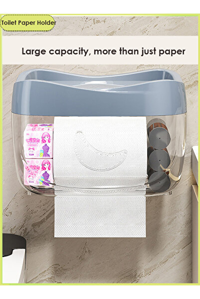 Generic 2PC Wall Mounted Toilet Paper Holder Waterproof Tissue Box Shelf with Holder No Hole Punching