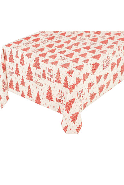 wei inox Fata de masa pentru Craciun, model brazi, material textil, alb+rosu,...