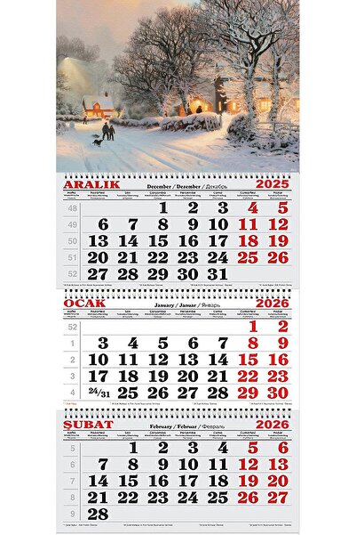 GENC DIJITAL BASKI 2026 Yılı Gemici Takvimi- Karlı Kasaba ve Kızaklı Çocuklar