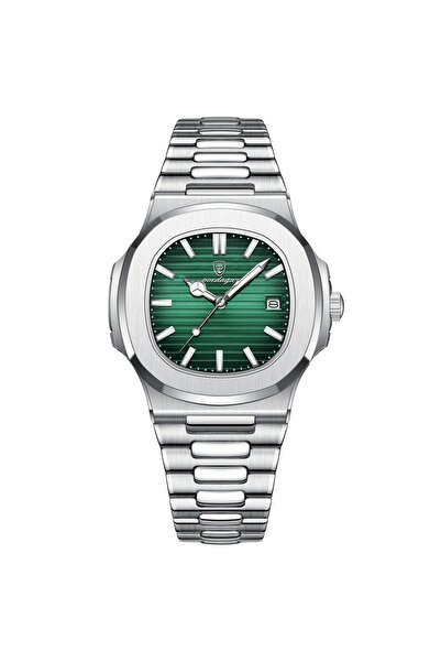 POEDAGAR Ceas de mână cuarț Carcasă oțel analogic Modă argintiu verde