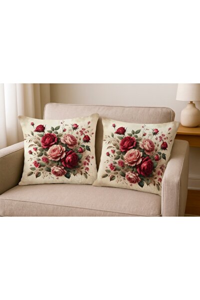 MİNOZA Set de 2 huse decorative pentru pernă, cu modele imprimate digital / T...