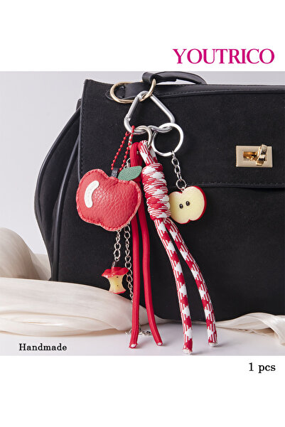 Youtrico سلسلة مفاتيح جلدية ثلاثية الأبعاد مصنوعة يدويًا - سحر حقيبة حبل مضفر...