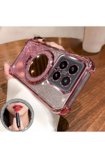 Generic Magnetic Glitter Case for Xiaomi 15T，Sparkly Stand，Makeup Mirror，Gradient Xiao mi 15 T 5G Cover