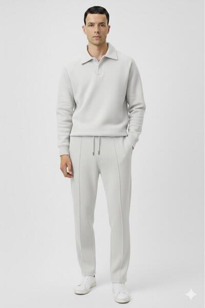 NO 601 Men's Raglan Sleeve Roberto Buttoned Sweat Wide Leg Green Tracksuit Bottom and Top Set