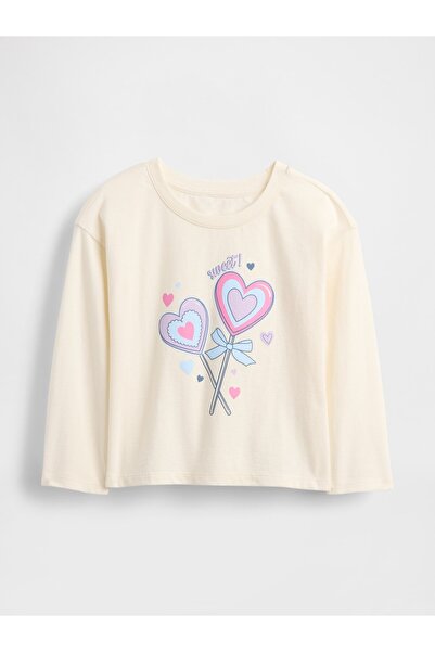 GAP Kız Bebek Kırık Beyaz Mix & Match Relaxed Grafik T-Shirt