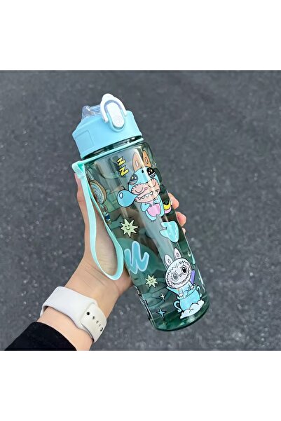 synshop Labubu Water Bottle Turquoise Flask Girls Boys School Water Bottle 900 ml Bpa Free Gift