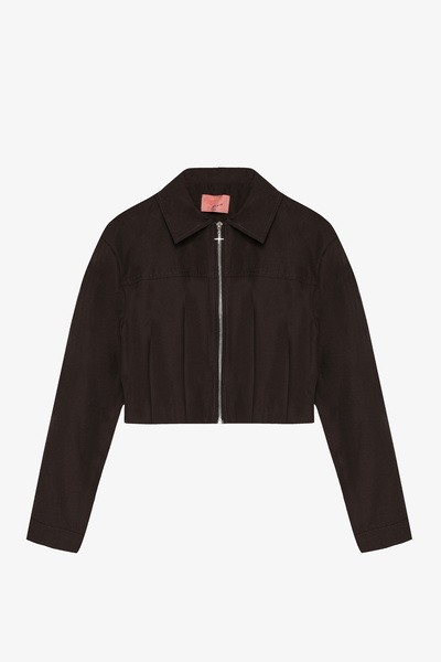 Quzu Pile Detaylı Fermuarlı Bomber Ceket Koyu Kahve