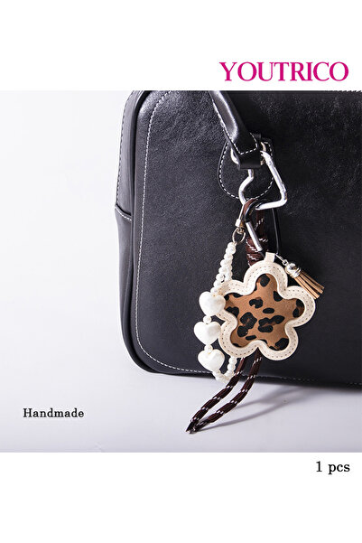 Youtrico سلسلة مفاتيح جلدية ثلاثية الأبعاد مصنوعة يدويًا - سحر حقيبة حبل مضفر...