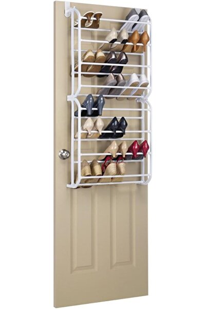 Whitmor Over-the-Door Shoe Rack - Holds 24 Pairs, White (Resin)