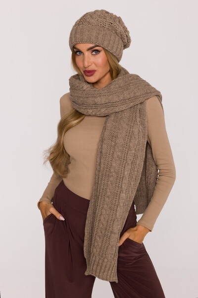 Made of Emotion M898 Eșarfă lungă cu țesătură groasă împletită