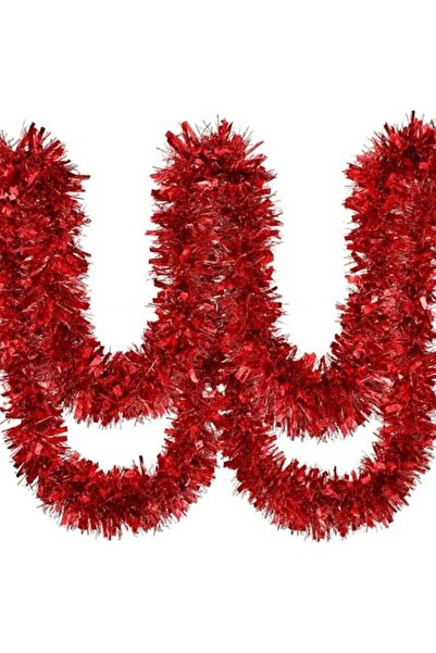 OEM Set of 3 Tinsel Garlands for Christmas Tree, 200 cm, Red