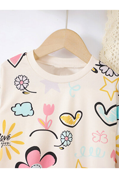 Take Two By Styli Girl's Graphic Print Long Sleeve Round Neck T-shirt