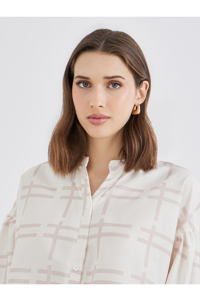 Take Two By Styli Cream Short Sleeve Blouse