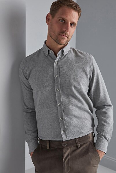 İgs Чоловіча сіра сорочка Dynamic Fit з ґудзиками на комірі