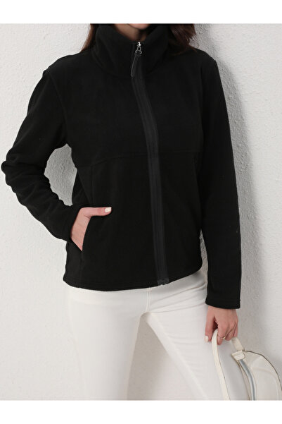 Take Two By Styli Black High Neck Fleece Jacket