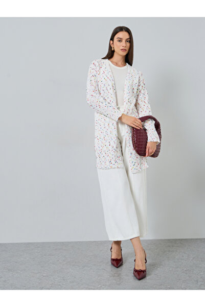 Take Two By Styli Multi Yarn Open Front Knit Cardigan