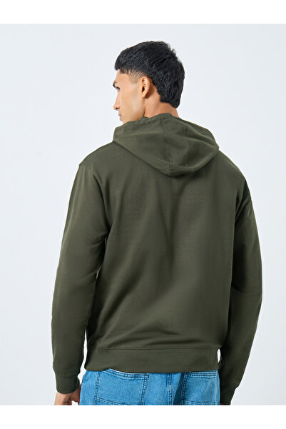 Styli Olive Relaxed Fit Embroidered Hoodie