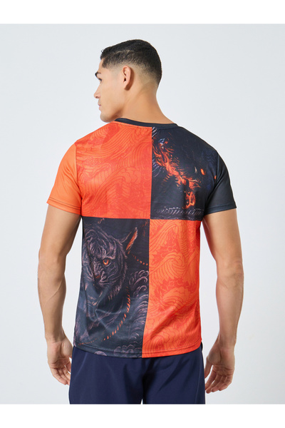 Take Two By Styli Men Color Block Logo Print Sports T-Shirt