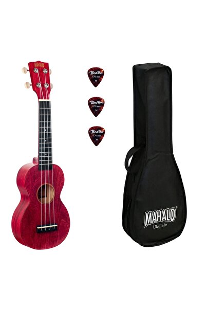 Mahalo ML1CR – Set ukulele sopran, finisaj roșu Cherry Red, 3 pene, cu husă