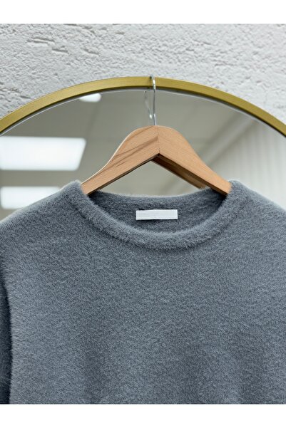 BENAHOLL Alina Bearded Short Oversized Sweater-Zi̇6261 Anthracite