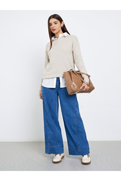 Styli Beige Regular Fit Knitted Sweater