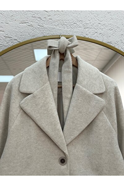 BENAHOLL Alison Single Button Sleeve Belt Detailed Coat-Un1055 Stone