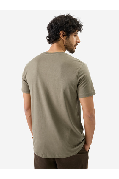 The Souled Store By Styli Men Khaki Plain Interlock Cotton T-Shirt