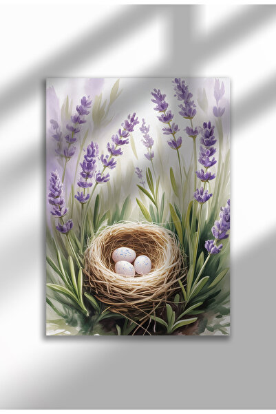 21mxm Unframed Lavender Canvas Poster - Digital Print on Matte Canvas - Bird’s nest tucked in lavender