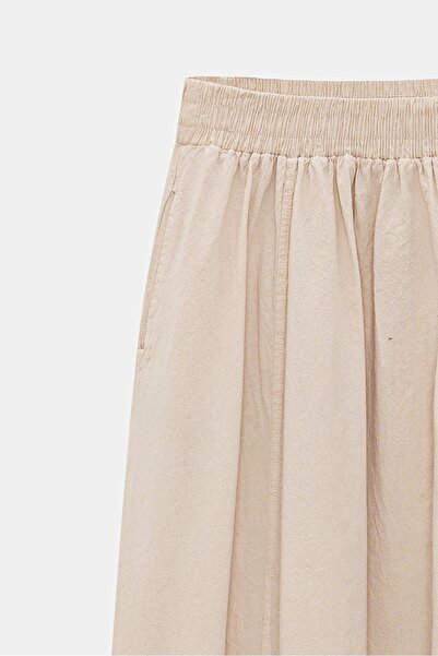 Saade Women's A-Line High Waist Pocketed Flowy Flared Skirt - Textured Linen