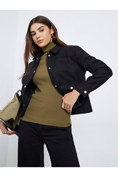 Styli Black Regular Fit Buttoned Trucker Jacket