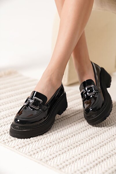 Celinora Terry Patent Leather Black Women's Loafer