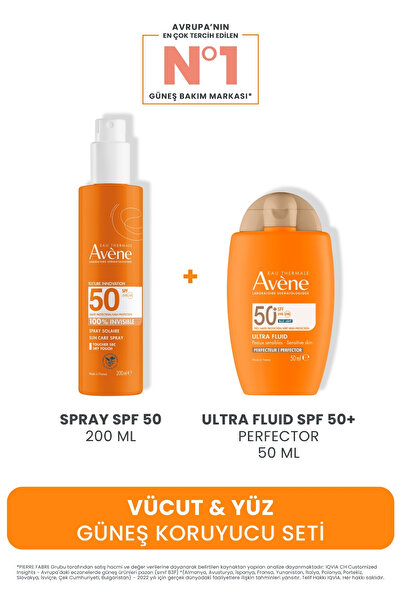 Avene Vücut & Yüz Güneş Koruyucu Seti (Spray SPF 50 200 ML + Ultra Fluid SPF ...