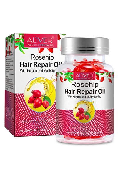 ALİVER Capsule ALIVER® cu ulei de măceșe pentru repararea părului, keratină și multivitamine pentru păr deteriorat - 40 buc.