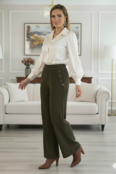 Nevin Kaya Moda Khaki Velvet Trousers